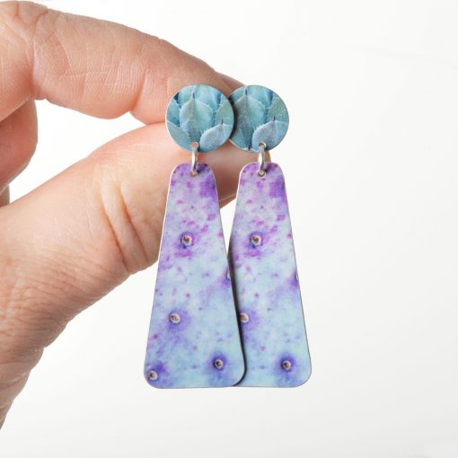 Purple-cactus-long-stud-earrings